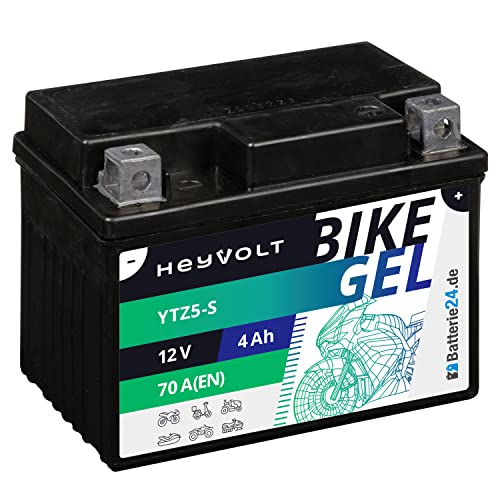 HeyVolt GEL Motorradbatterie 12V 4Ah YTZ5-S JMTZ5S Starter Roller Quad ATV Batterie