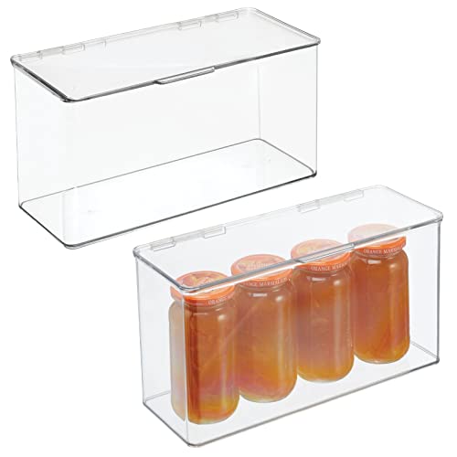 mDesign Küchen Organizer mit Deckel – Vorratsdose für Küche & Kühlschrank – stapelbarer Kühlschrank Organizer aus BPA-freiem Kunststoff für Nudeln, Obst & Co. – 2er-Set – durchsichtig