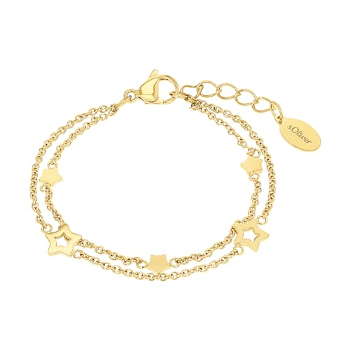 s.Oliver Armband Edelstahl Mädchen Kinder Armschmuck, 14+2 cm, Gold, Stern, Kommt in Schmuck Geschenk Box, 2036452