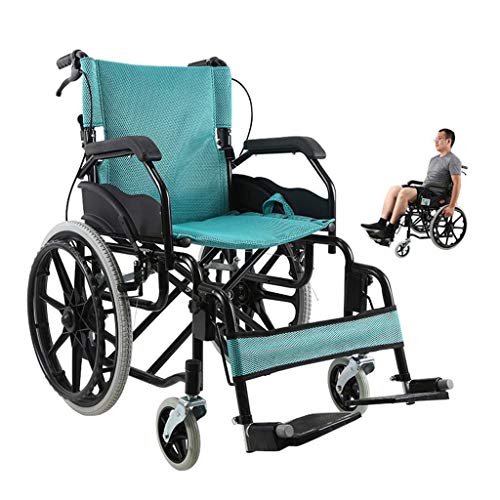 AOLI Faltbare Rollstuhl, Ältere behinderte Kinder mit Faltrollstühle, Ultra-Light-Rollstühle, Rollstuhl Rollstühle, Manuell Tragbare Rollstühle, Grün,Grün