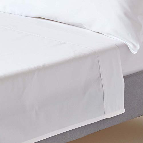 HOMESCAPES Bio-Bettlaken weiß 270x300 cm, Satin-Betttuch ohne Gummizug, Haustuch aus 100% Bio-Baumwolle