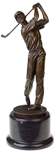 aubaho Bronzeskulptur Antik-Stil Golf Golfer Mann Abschlag Bronze Figur Statue - 38cm