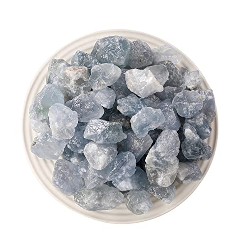 LIJUCAI 100g Grobe Coelestin Natur- und Mineralsteine ​​Heilkristalle Blaue Natursteine ​​Ornamente für Zuhause,1,2cm 100g