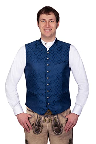 Elegante Trachtenweste Gilet blau Joseph mit edler Musterung Gr. 66