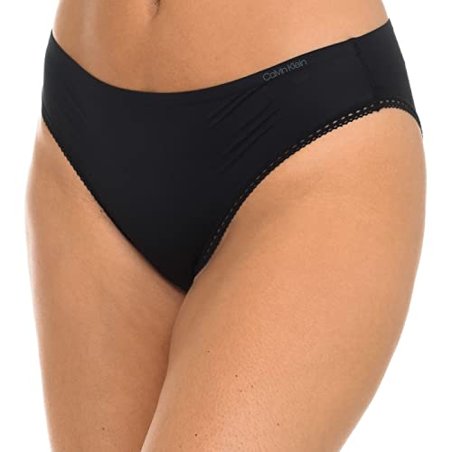 Calvin Klein Damen Bikini Tanga, Schwarz (Black 001), 38 (Herstellergröße:M) (2er Pack)