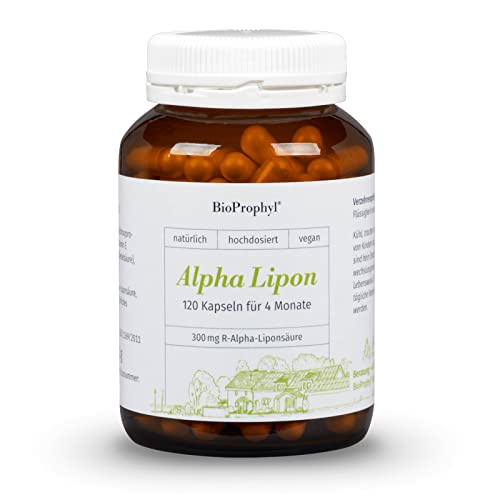 BioProphyl® Alpha Lipon - 300 mg rein natürliche - (R)-Alpha Liponsäure - ohne synthetische (S)-Alpha Liponsäure - mit Vitamin E und Niacin - 120 pflanzliche Kapseln