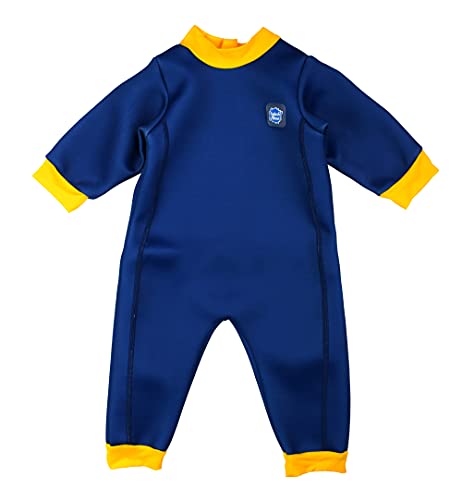 Splash About Unisex Baby Warm in One Neoprenanzug, Marineblau und Gelb, 6-12 Monate