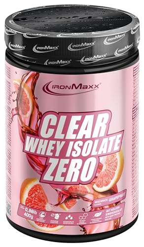 IronMaxx Clear Whey Isolate Zero - Grapefruit 400g Dose | wasserlösliches Eiweisspulver | Protein Limonade mit fruchtig-erfrischendem Geschmack | Laktosefreies Clear Protein