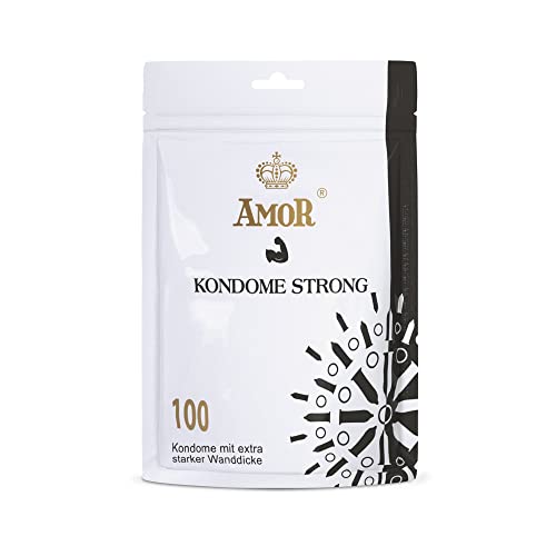 AMOR"Strong" 100er Pack Markenkondome im attraktiven Standbodenbeutel, für pures Gefühl, hauchzart und feucht