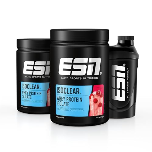ESN ISOCLEAR Whey Isolate Protein Pulver, Fresh Cherry, 2 x 908 g + Gratis Shaker