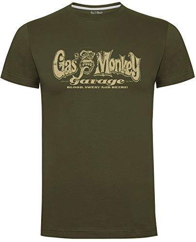 Gas Monkey Garage T-Shirt Distressed OG Logo Green-L