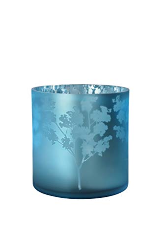 sompex Awhia Windlicht Vase Blüten, Farbe:Silber-blau, Größe:24.5 x 24.5 cm (XL)