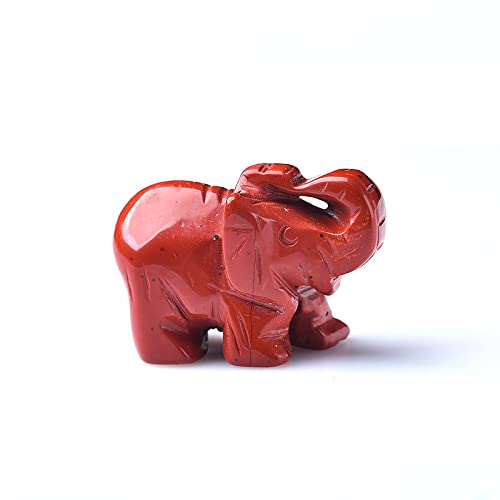 MIUXE 1 STÜCK Natürlicher Kristall Elefant Carving Dekoration Kristall Tier Stein Handwerk Dekoration Heimtextilien DIY Geschenk,Opal ZAOQINIYIN (Color : Red Jasper)