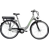 Zündapp E-Bike 700c Damenrad Pedelec 28 Zoll Z502 E Citybike Hollandrad Fahrrad (grau/grün ohne Korb)