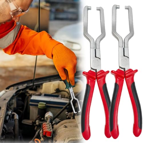 Electrical Disconnect Pliers, Electrical Connector Pliers, Electrical Connector Disconnect Tool, Automotive Electrical Connector Disconnect Pliers Long Spark Plug Removal Pliers (Red-2PCS)