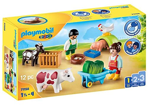 PLAYMOBIL 1.2.3 71158 Spielspaß auf dem Bauernhof, Lernspielzeug & Motorikspielzeug für Kleinkinder, Erstes Spielzeug für Kinder ab 1,5 bis 4 Jahre