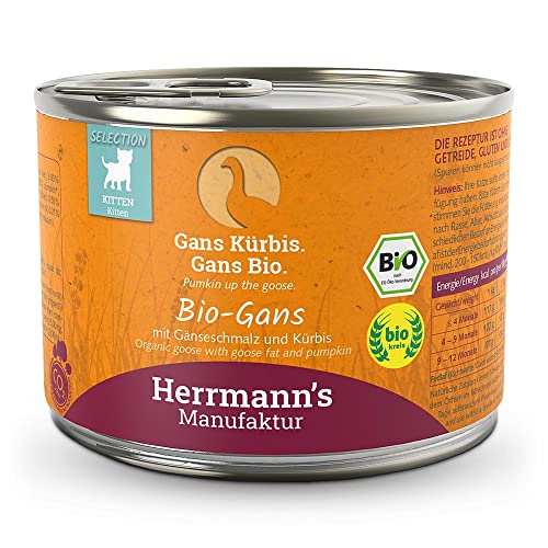 Herrmann's - Selection Kitten Bio Kittennahrung Gans - 12 x 200g - Nassfutter - Katzenfutter