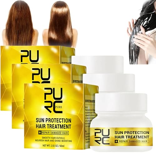 PURC Magical Keratin Hair Treatment Mask - 5 Seconds To Restore Soft Hair, 60ml Hair Roots Professtional Nourishing Treatment Deep Conditioner, Pure Collagen Hair Mask for Dry Damaged Hair (3 Stöcke)