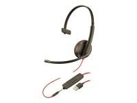 Plantronics Mono-Headset 'Blackwire C3215' mit USB-A & 3,5 mm Anschluss, Noise Cancelling, Soundguard und flexiblem Mikrofonarm, Schwarz
