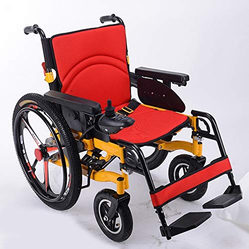 GZZ Alter Mann-Roller-Vollautomatischer Rollstuhl-Multifunktions- 24 'Vierrad-Elektrischer Rollstuhl-Falten,Rot,Einheitsgröße