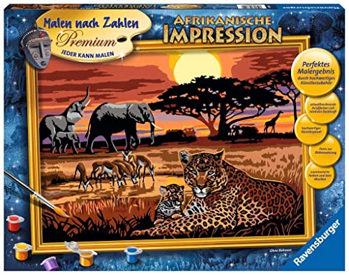 Ravensburger Malen nach Zahlen 28819 - Afrikanische Impression - Für Erwachsene und Kinder ab 14 Jahren, Yellow