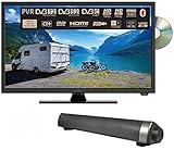 Reflexion LDDW240SB+ | DVD-Player| LED-Fernseher | 24 Zoll | für Wohnmobile und Wohnwagen | 12V KFZ-Adapter | mit Soundbar | Full-HD Auflösung | HDMI, USB, Bluetooth | erschütterungsfest