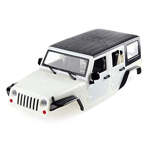 INJORA RC Auto Karosserie KIT Jeep Wrangler Car Body Shell für 1:10 RC Crawler Axial SCX10 und SCX10 II 90046 90047 (Weiß)
