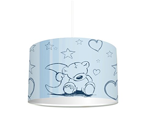 Lampenschirm "Teddy in blau" KL03 | kinderleicht eine Teddy-Lampe erstellen | als Steh- oder Hängeleuchte/Deckenlampe | perfekt für das Kinderzimmer von STIKKIPIX