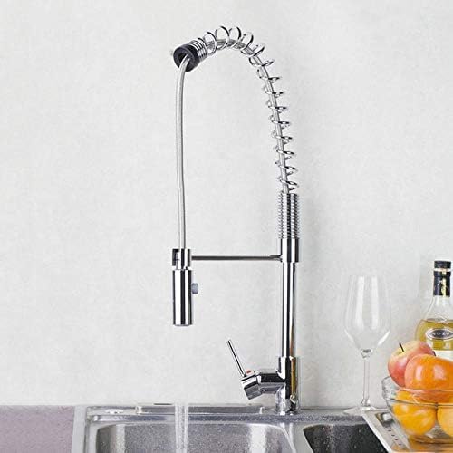 FEAOTY Pull Out Down Vessel Sink Basin Mixer Tap Spring Spray Push Button Chrome Solid Brass Deck Mount Kitchen Sink Tap Faucet