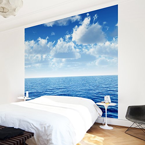 Apalis Vliestapete Shinig Ocean Fototapete Quadrat | Vlies Tapete Wandtapete Wandbild Foto 3D Fototapete für Schlafzimmer Wohnzimmer Küche | Größe: 288x288 cm, blau, 97994