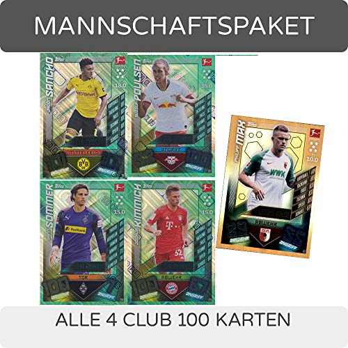 Topps Match Attax - 2019/20 - Alle 4 Club 100 Karten + LE9 Philipp Max