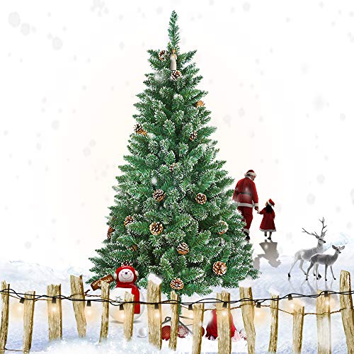 Froadp 180cm Künstlicher PVC Weihnachtsbaum Tannenbaum Kiefernadel Mit Schnee-Effekt(Schnee-Effekt, 180cm)