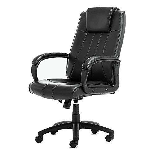 Ergonomischer Bürostuhl, extra gepolstert, hohe Rückenlehne, schwarzes Kunstleder, entspannender, drehbarer Chefsessel mit verstellbarer Fußstütze, ergonomisch gestaltet, um körperliche Ermüdung zu