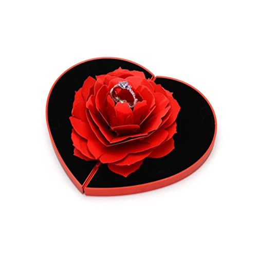 3D Rose Ringschachtel Valentinstag Ring Box Pop Up Rose Ringschachtel Schmuckkästen Geschenkbox Ringschatulle für Hochzeit Verlobungsring Valentinstag