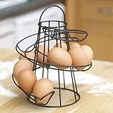 LZDseller01 Eierhalter, Eierständer, spiralförmiges Edelstahl-Eierspender, Eierspender, Eierspender, Rack, Küchenaufbewahrung, Eierhalter, Schwarz, Free Size