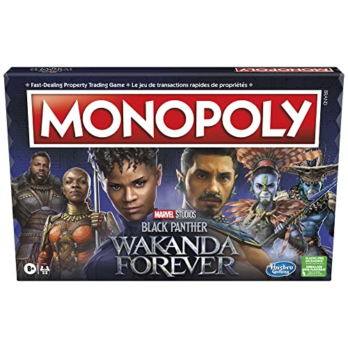 MONOPOLY: Marvel Studios' Black Panther: Wakanda Forever Edition Brettspiel für Familien und Kinder ab 8 Jahren, Spiel für 2-6 Spieler