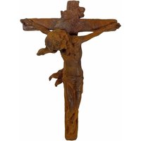 Wandkreuz Jesus Christus Figur Kruzifix Edelrot Gusseisen Rostig Antik-Stil 59cm
