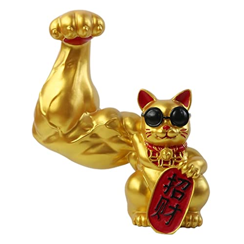 Prettyia Powered Glückliche Katze Figur Glück Begrüßen Winken Arm Pfote Up Reichtum Glück Katze Hause Geschäfte Auto Feng Shui Dekorative Zubehör - golden Luck
