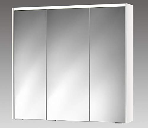Sieper Spiegelschrank KHX mit LED Beleuchtung 90 cm breit, Badezimmer Spiegelschrank aus MDF, inkl. Steckdose | Weiß