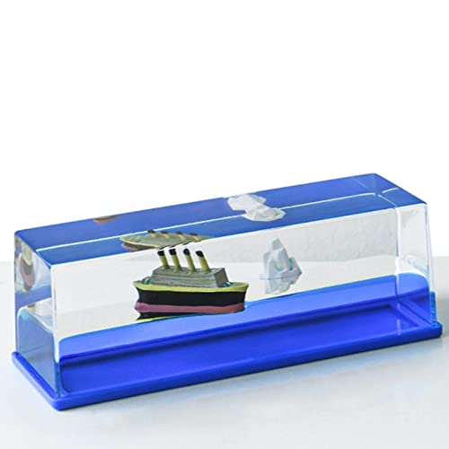 Schiffsmodell für den Schreibtisch, unsinkbares Titanic-Simulator-Spielzeug, Titanic-Modell, Flüssigwellen-Kreuzfahrtschiff-Dekoration, Schiffsmodell-Spielzeug in einer Flaschenbox aus Acryl, Flüssigk