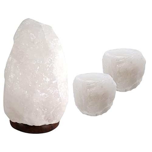 SudoreWell® Salzkristall Lampe Salzlampe Halit Natur 4-6 kg plus 2 x Teelichthalter Halit aus der Salt Range Pakistan by Salzarena