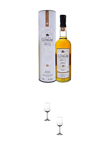Clynelish 14 Jahre Single Malt Whisky 0,7 Liter + Nosing Gläser Kelchglas Bugatti mit Eichstrich 2cl und 4cl - 2 Stück