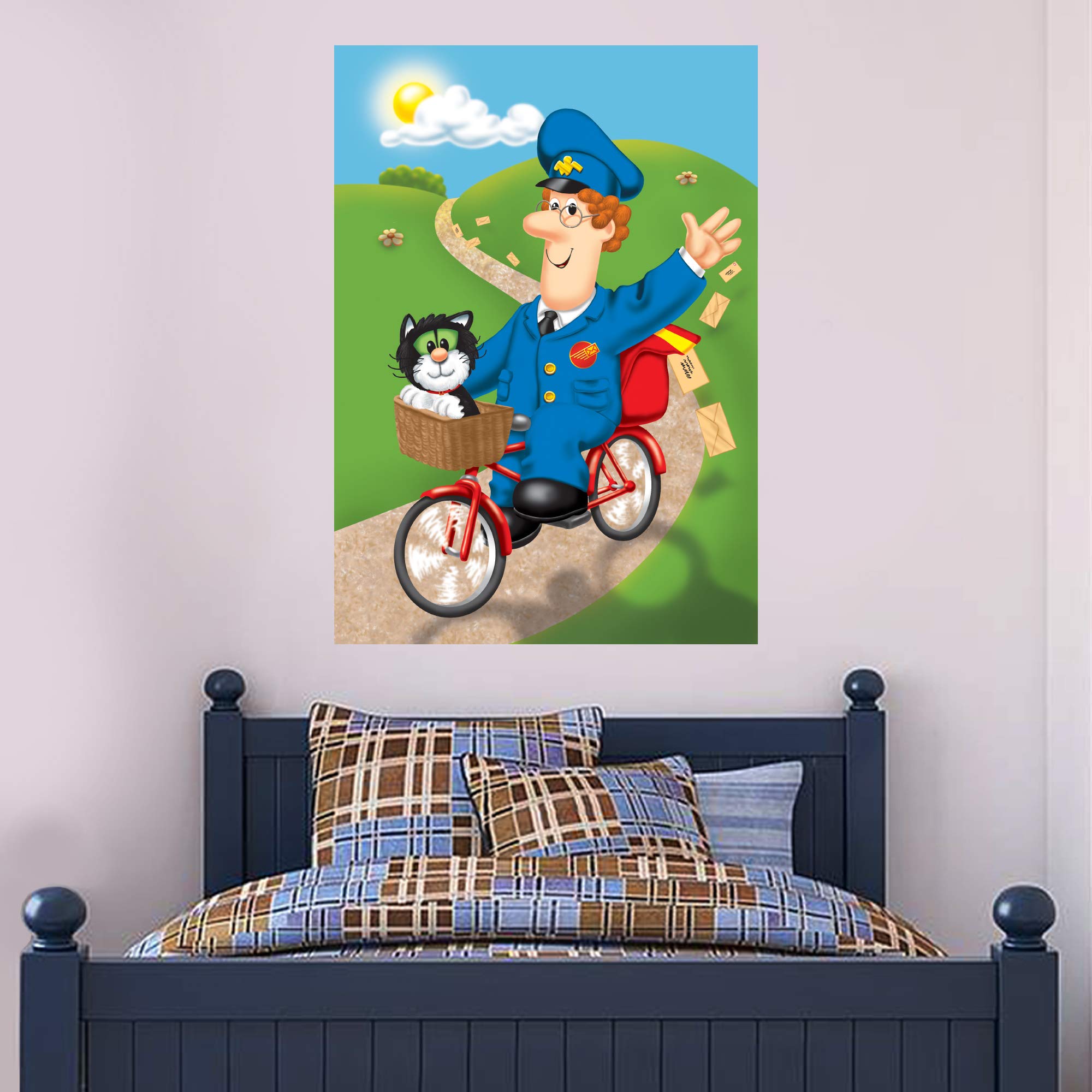 Wandaufkleber, Motiv: Postman Pat – Fahrrad, Vinyl, 120 cm Höhe x 80 cm Breite