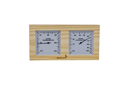 Sauna Thermometer und Hygrometer im Holzrahmen