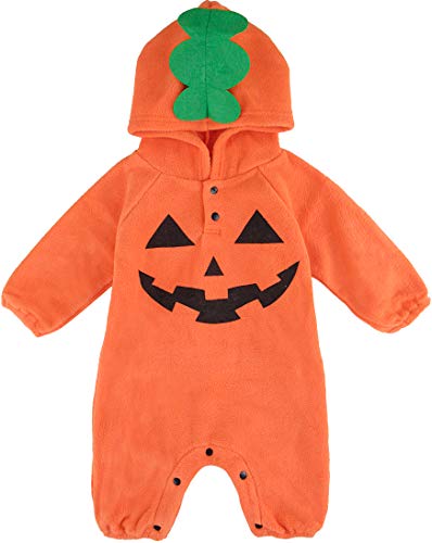 MOMBEBE COSLAND Baby Jungen Kürbis Halloween Kostüm Strampler,Orange (Kürbis),6-12 Monate (80)