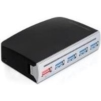 DeLock 4 Port USB3.0 Hub, 1 Port USB Strom intern / extern - Hub - 4 x SuperSpeed USB3.0 + 1 x USB Typ A Ladeport - Desktop (61898)