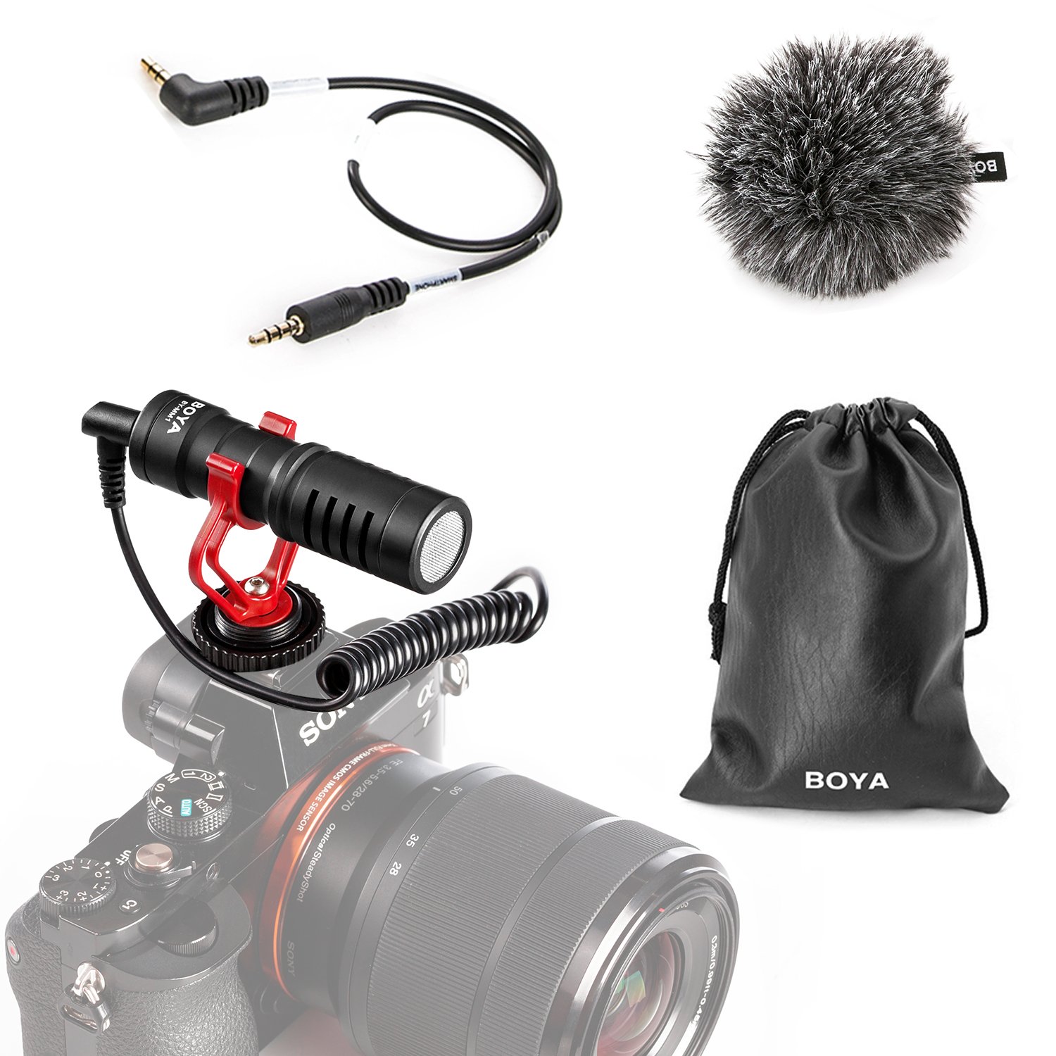 BOYA by-MM1 On-Camera Shotgun-Mikrofon für iPhone, Android-Smartphones, DSLR-Kameras, Camcorder – batterieloses Kameramikrofon Vlog-Videomikrofon