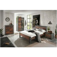 Home affaire Schlafzimmer-Set "BROOKLYN", (Set, Einzelbett mit Holzkopfteil, Nachtkommode, Kleiderschrank 2 trg., Kommode), in dekorativer Rahmenoptik