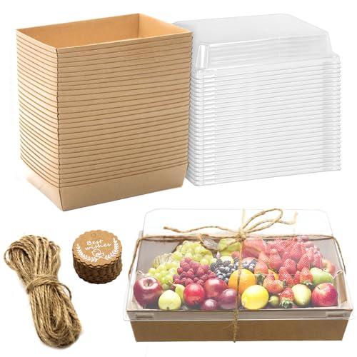 WUEURU Charcuterie-Boxen mit transparenten Deckeln, Papier-Charcuterie-Behälter, Einweg-Bäckerei-Lebensmittelbehälter, Kekse, quadratische Box für Desserts, Sandwich, Scheiben, Kuchen, Schweizer