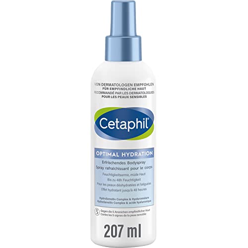 CETAPHIL Optimal Hydration Erfrischendes Bodyspray, 207ml, Versorgt die Haut 48h mit Feuchtigkeit, Beruhigt irritierte Haut & stärkt geschwächte Hautbarriere, Pflegt mit Dexpanthenol & Hylauronsäure